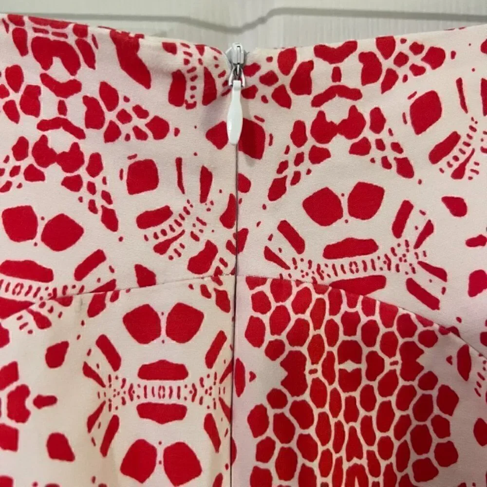 Parker Red and White Lace Design Full Back Zip Skater Skirt Size L